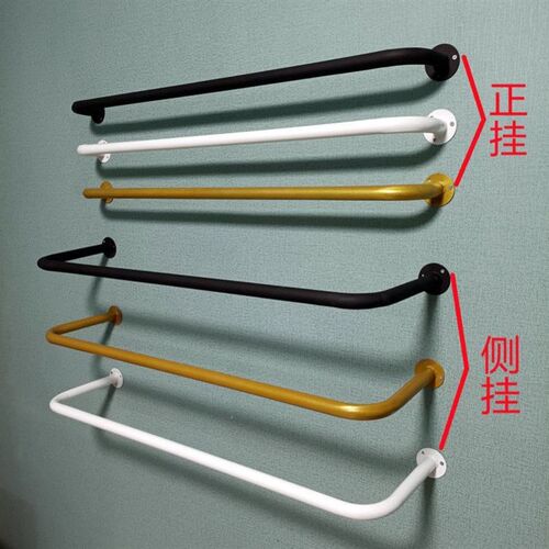 铁艺服装店展示架上墙正侧挂衣服架金色圆管挂衣杆男女童装挂衣架