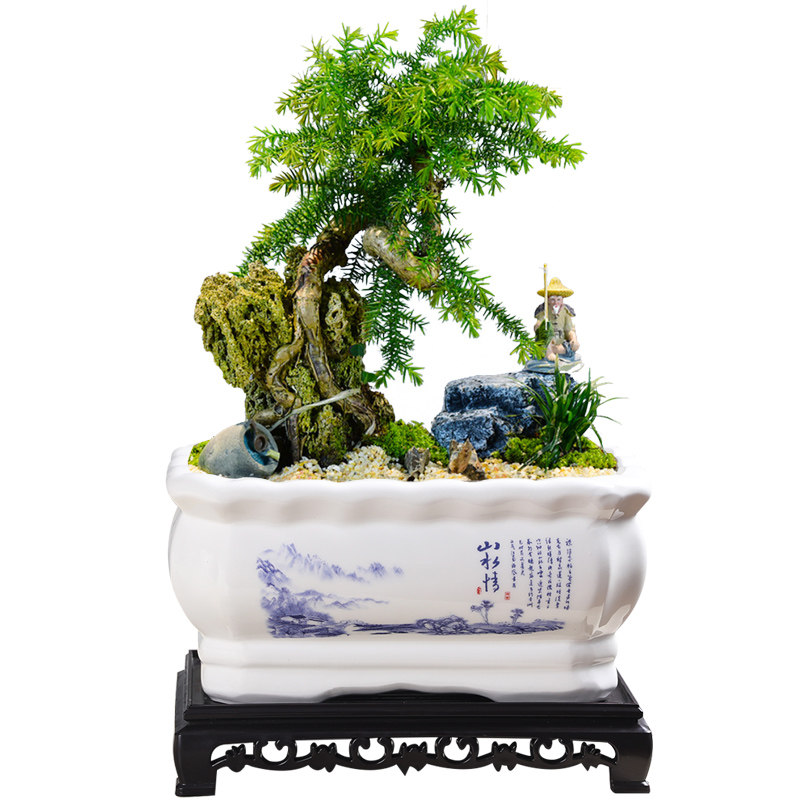 长方形陶瓷花盆个性创意简约家用室内阳台榕树君子兰兰花造景盆栽