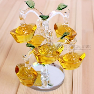 创意黄水晶工艺品新年摆件元宝发财树摇钱树开业发奖礼品摆设饰品
