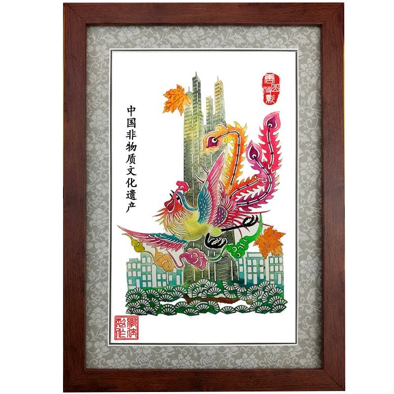 唐山皮影人偶镜框盒装手工艺品出国礼品可定制可加祝福语公司LOGO