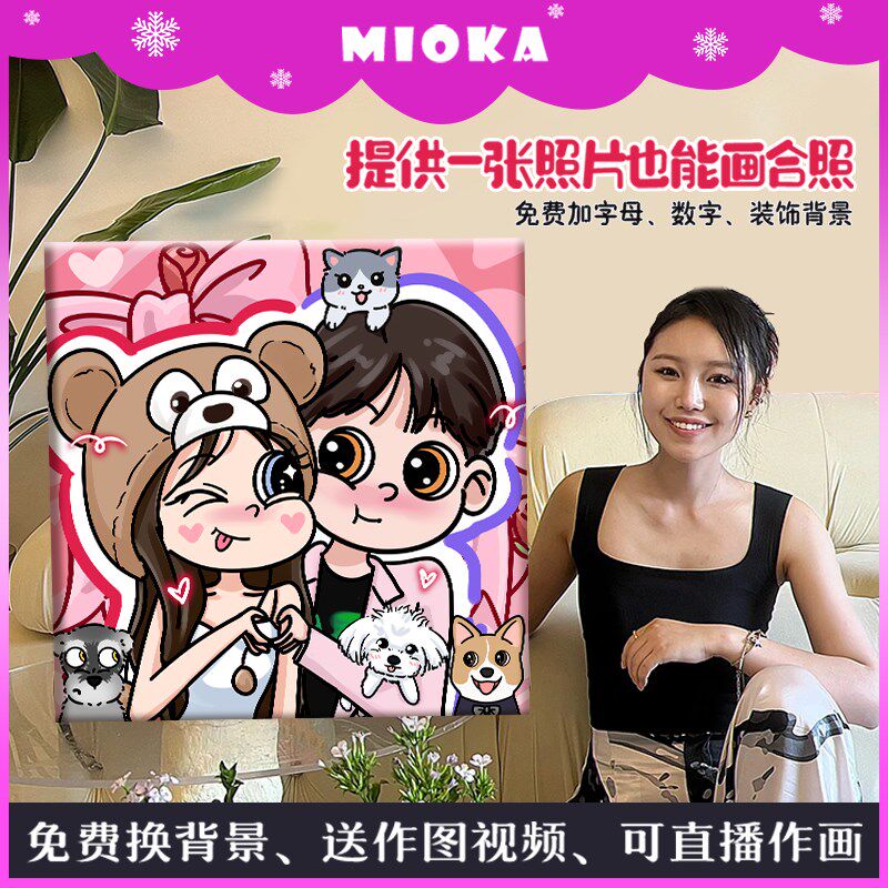 女生送闺蜜生日礼物照片diy手工定制卡通头像装饰画创意礼品套组