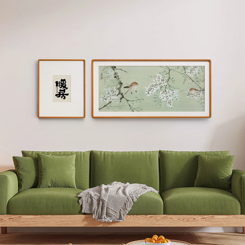 张英琦x工笔花鸟装饰画寓意好床头横版沙发背景墙新中式日式挂画