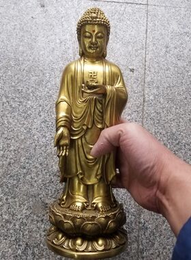 纯铜南无阿弥陀佛像接引佛摆件家居供奉属猪属狗本命佛摆设