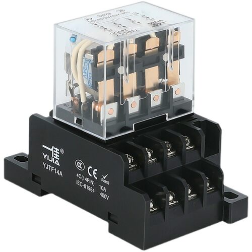 一佳中间电磁继电器YJ4N-LY大功率14脚LY4NJ带底座HH64P 24V 220V