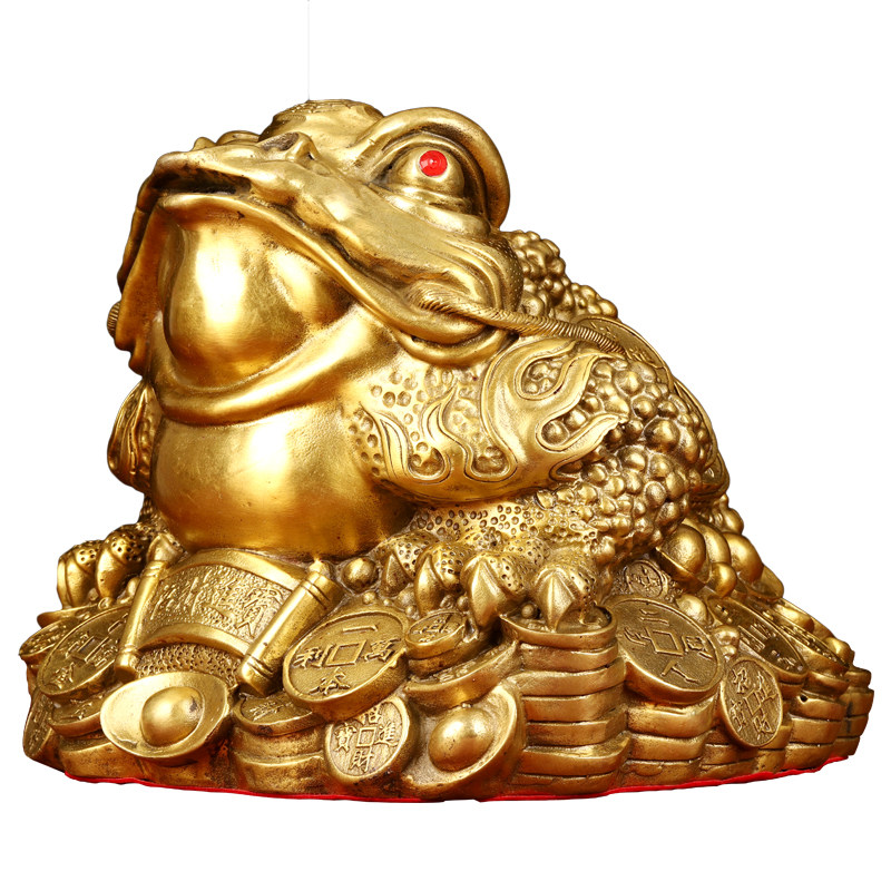 纯铜金蟾摆件大小号三脚金蟾蜍三足黄铜店铺开业收银柜台办公桌礼