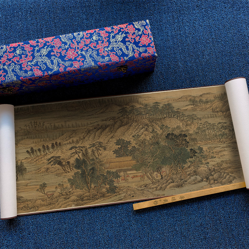 元 王蒙(传) 仿王维辋川图 山水人物水墨画微喷复制卷轴字画临摹