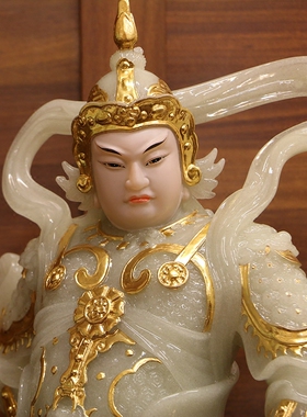 汉白玉伽蓝韦陀左右护法神像门神左右护法者韦驮菩萨玉石雕关公像