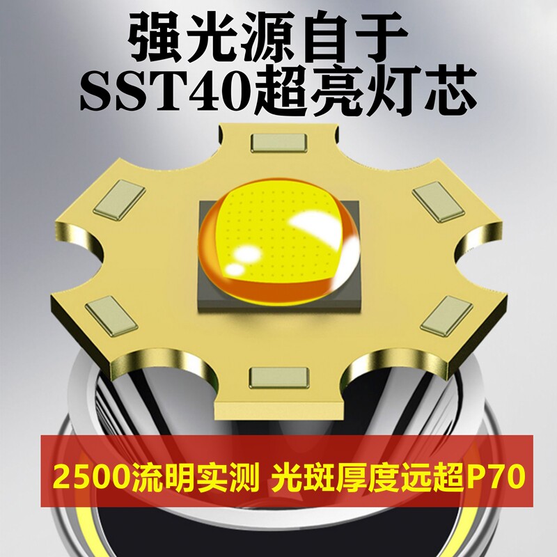 雪量头灯大光斑大功率持久续航锂电强光夜钓户外高亮度顶戴式激光