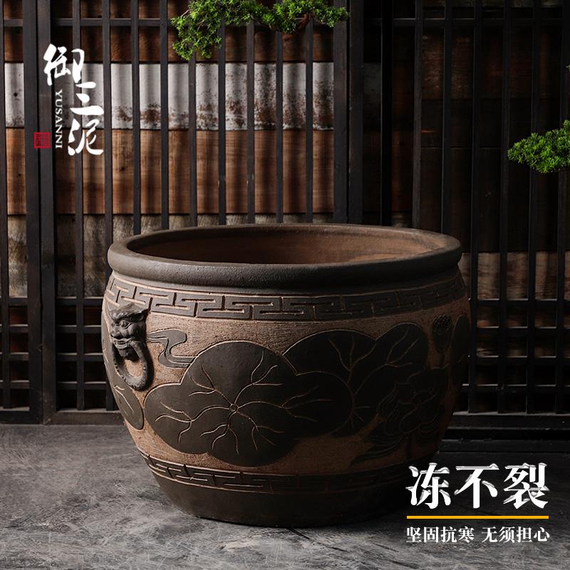 水缸古法养鱼阳台老杠中式民间庭院复古旧老杠荷花盆杠专用杠陶瓷