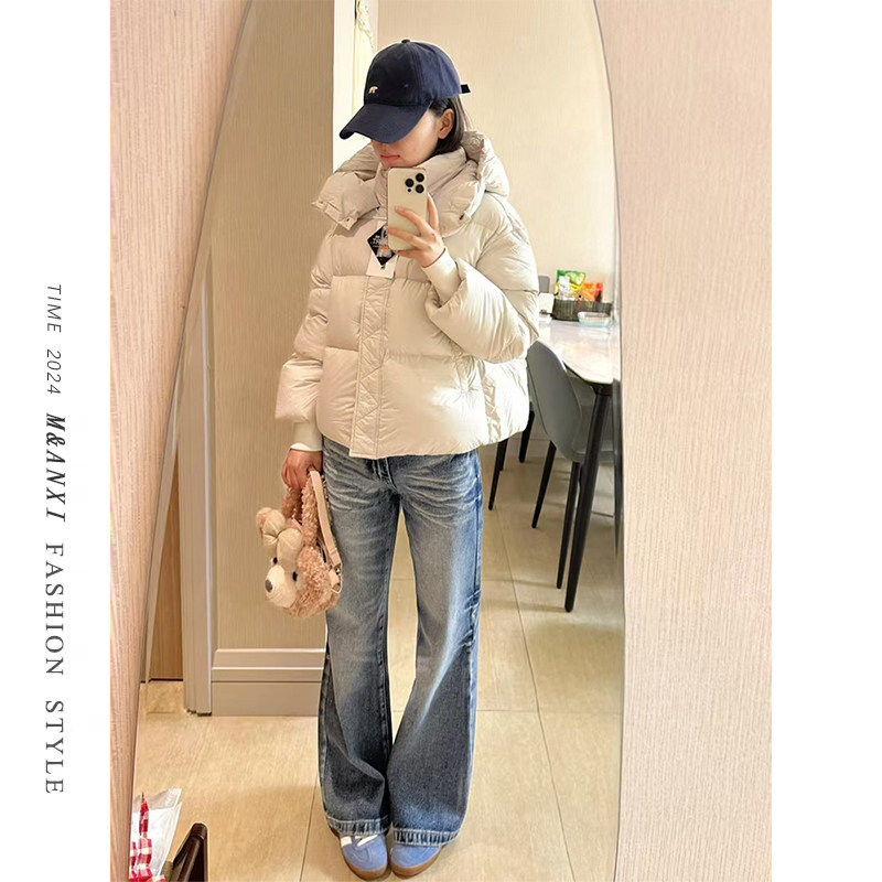 复古蓝加绒阔腿牛仔裤女2025冬季新款宽松显瘦不贴腿微喇叭拖地裤