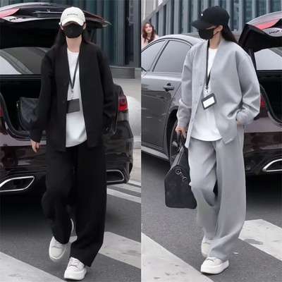 春秋男女宽松开衫老钱风三件套