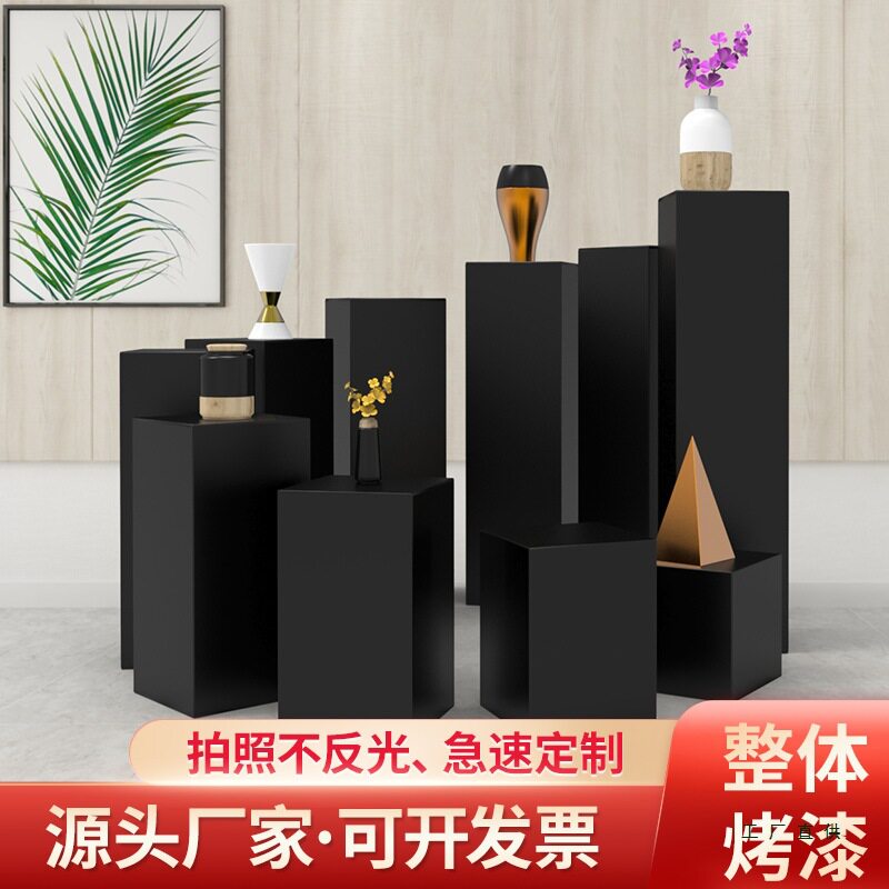 黑色烤漆展台手办摆件底座增高台长方形模特地台展示台中岛流水台图片