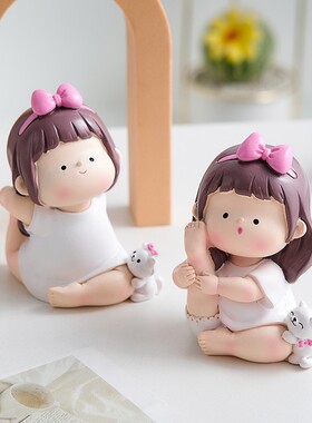可爱瑜伽女孩办公桌面摆件少女心礼物治愈系小物件女生书桌装饰品