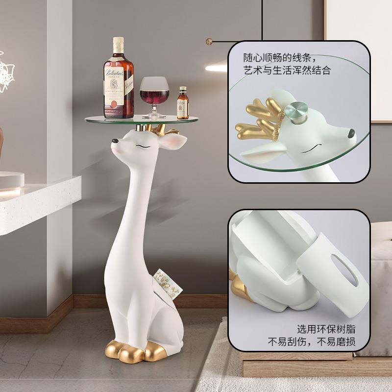 客厅创意装饰品沙发旁大型落地摆件简约家居北欧角几轻奢托盘收纳