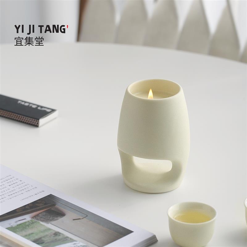 宜集堂灯台奶油风香薰摆件浪漫蜡烛杯高级氛围感陶瓷托台小众家用
