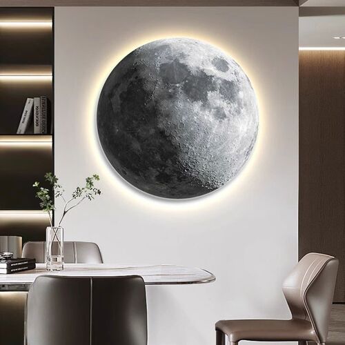 LED氛围灯月球圆形装饰画高级感玄关走廊过道壁灯客厅灯光画挂画