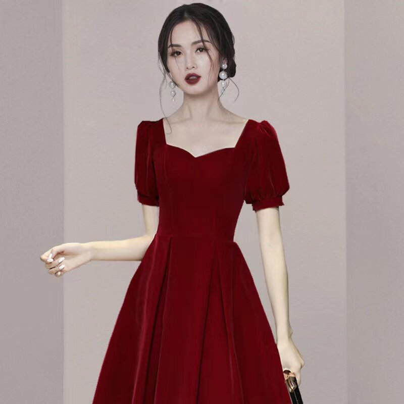 2021新款晚礼服新娘敬酒服伴娘女宴会气质红裙子结婚平时可穿