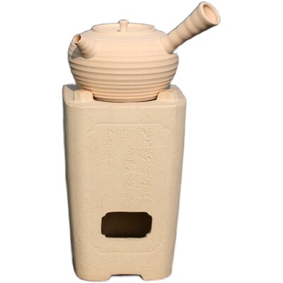 白泥炭炉功夫茶炉煮茶去侧把壶砂铫日式手工风火炉陶壶小炭炉家用