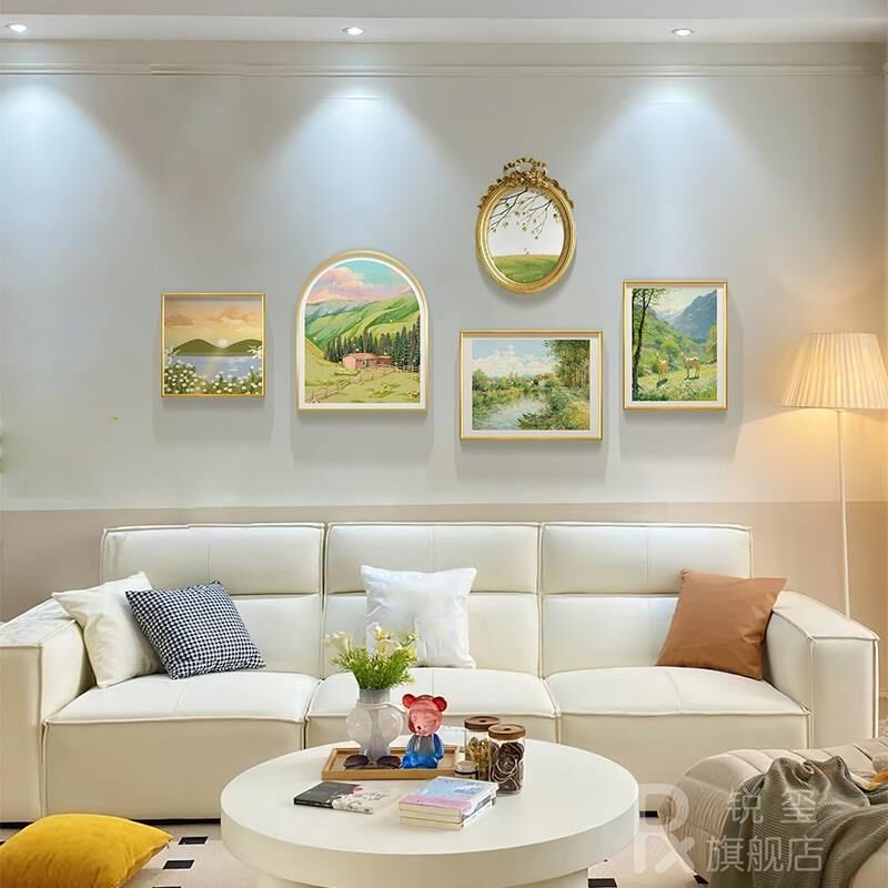 网红法式客厅装饰画奶油风沙发背景墙挂画风景画卧室餐厅轻奢壁画