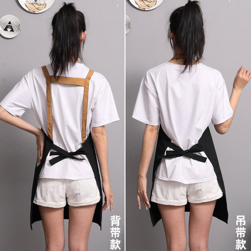 围裙时尚家用厨房夏季餐饮工作服定制logo印字咖啡店奶茶美甲烘焙