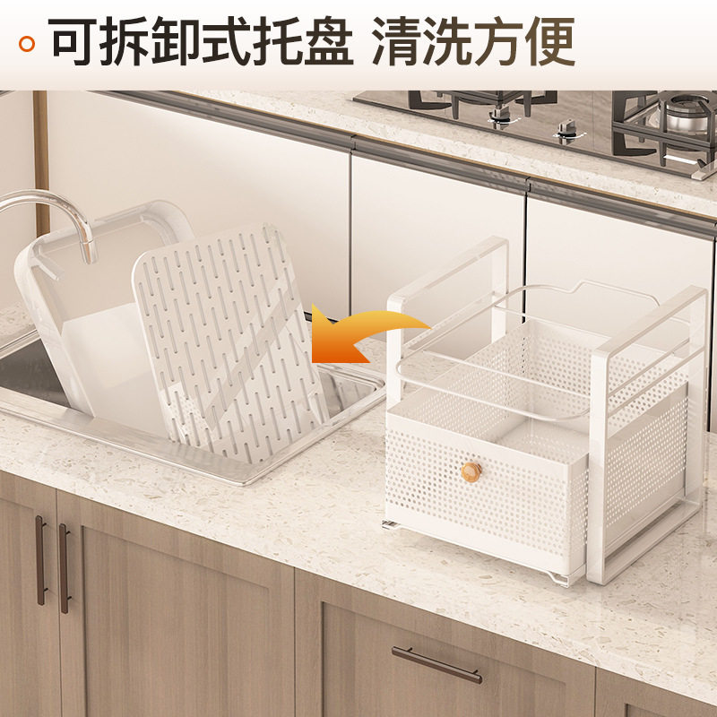 抽拉式杯架子置物架水杯茶杯具玻璃杯子收纳桌面双层托盘家用沥水