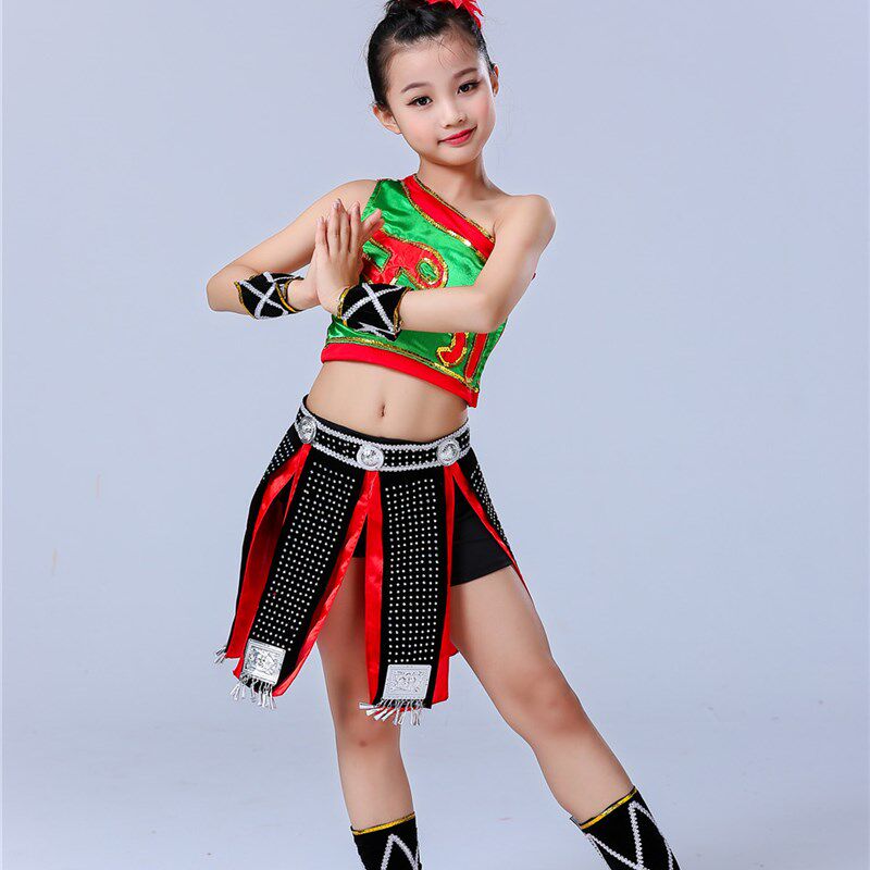 小荷风采走在山水间舞蹈演出服佤族少数民族表演服广西壮族女童