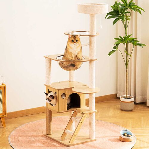 猫爬架猫窝猫树一体猫抓柱太空舱实木通天柱猫跳台猫玩具猫咪用品