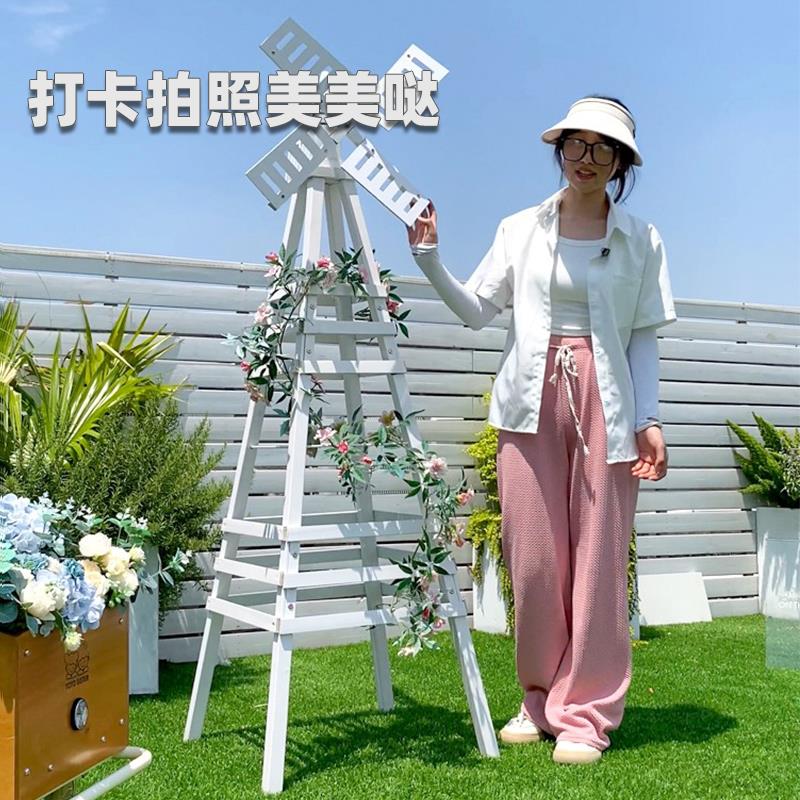 风车花架实木室外防腐木户外庭院葡萄架花园装饰月季铁线莲爬藤架