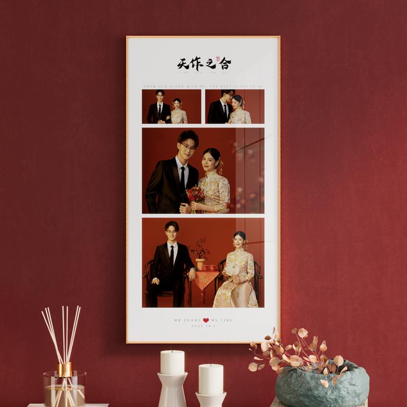 定制婚纱照相框打印照片加挂墙网红多宫格玄关结婚婚礼挂画