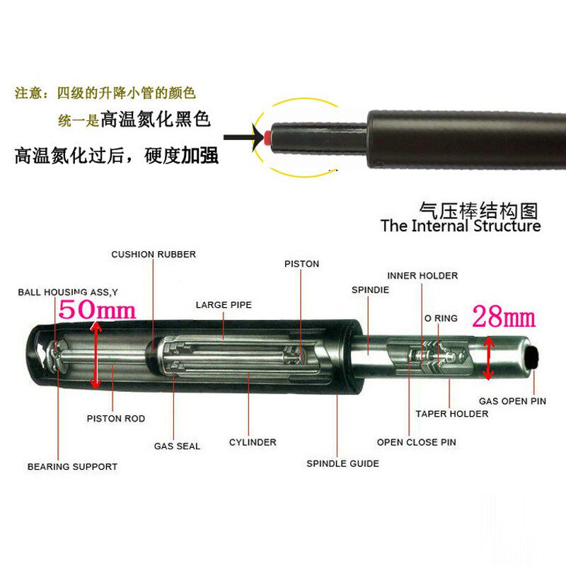 超高型电脑椅专用气杆四级超强型加高气压办公椅电竞椅升降旋转杆