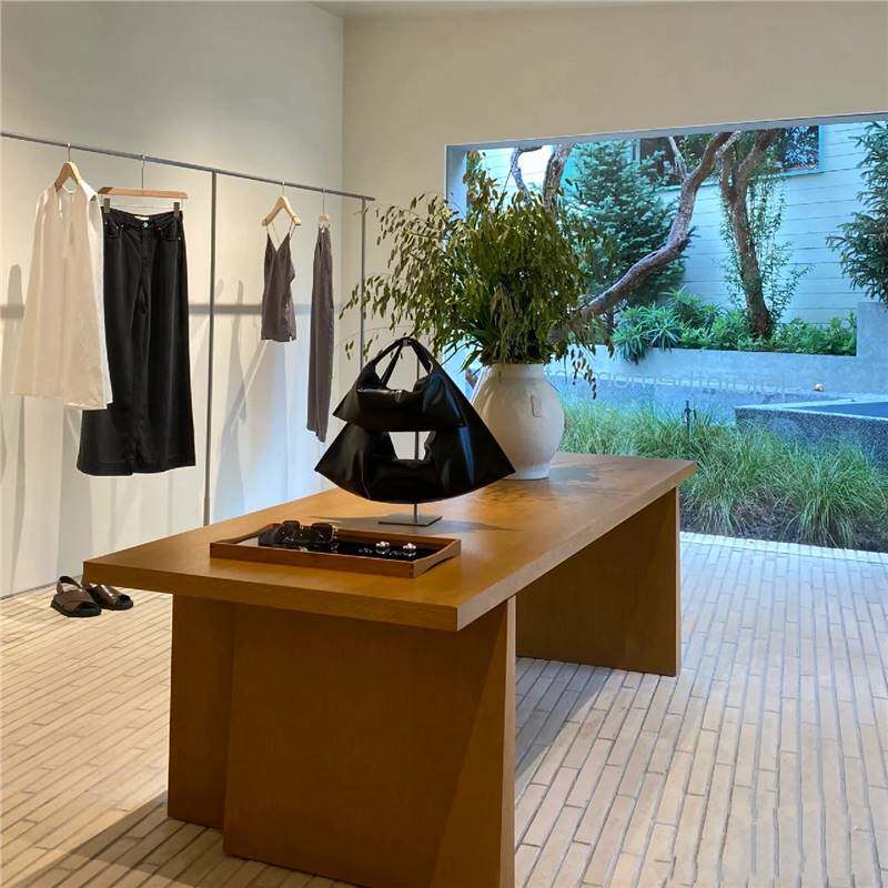 服装店买手店收银台吧台中岛柜流水台陈列柜展示台中古风胡桃木图片