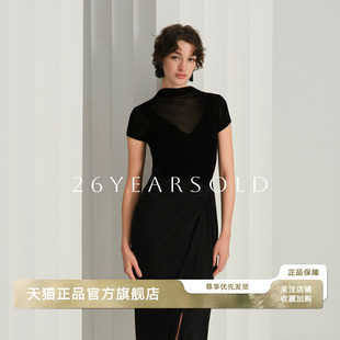 26YEARS 上衣 OLD蕾丝拼接弹力针织丝绒网纱V领背心可外穿内搭时尚