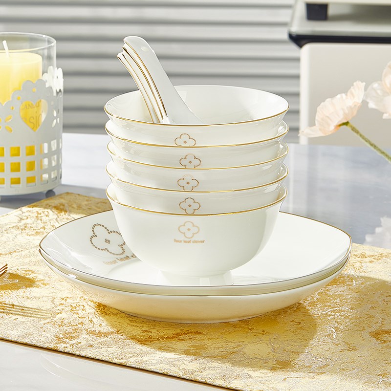 优尊陶瓷碗套装家用碗盘2025新款骨瓷高级感轻奢饭碗餐具碗碟组合