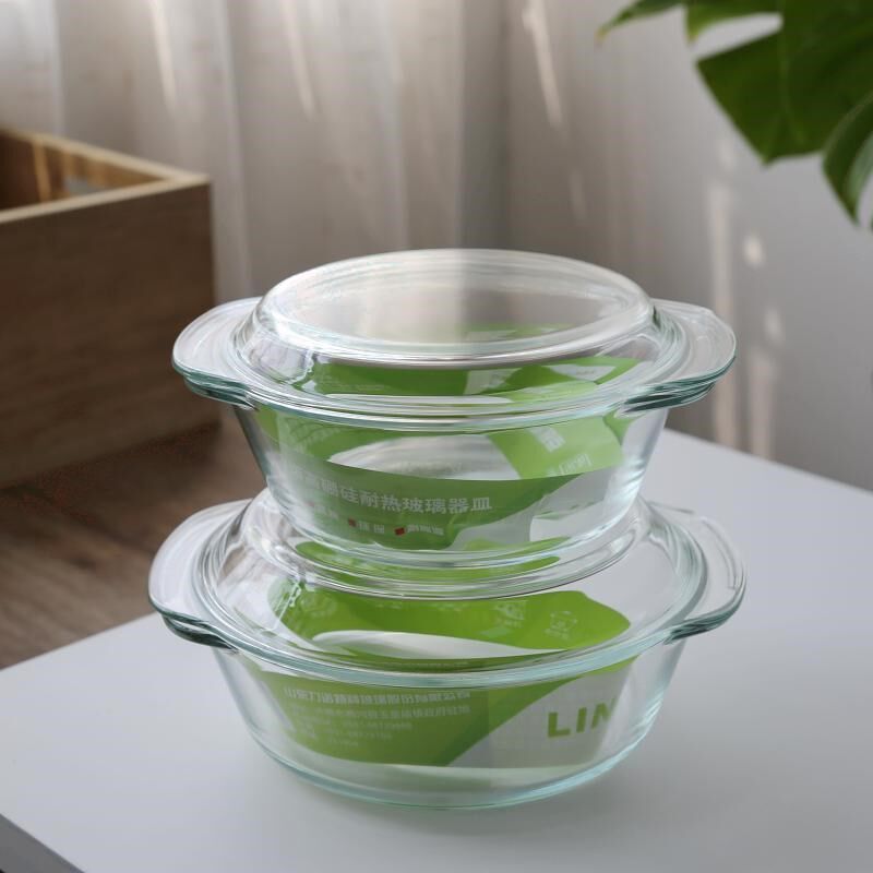 力诺高硼硅耐热玻璃热饭菜碗微波炉专用烤箱蒸锅用带盖汤碗泡面碗