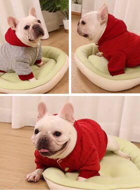 秋冬款法斗衣服巴哥斗牛犬英牛胖狗双层加厚加绒棉衣柔软舒适外套