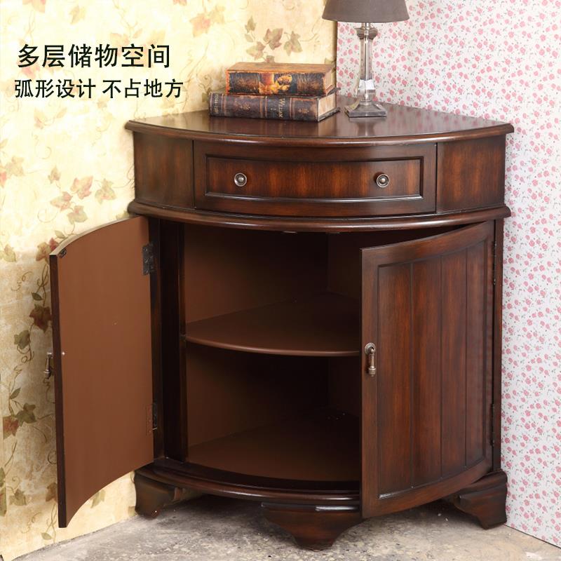 直角三角柜欧式实木墙角柜客厅卧室拐角柜转角柜弧形扇形储物边柜