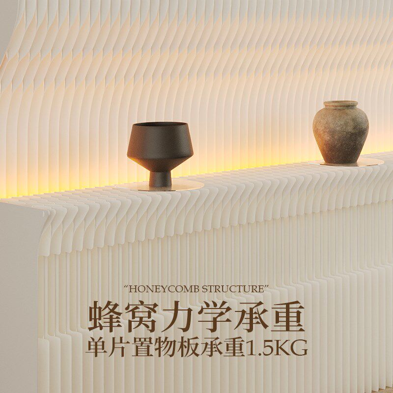 十八纸屏风隔断背景墙办公挡板可折叠移动置物架轻枝纸墙发光屏风