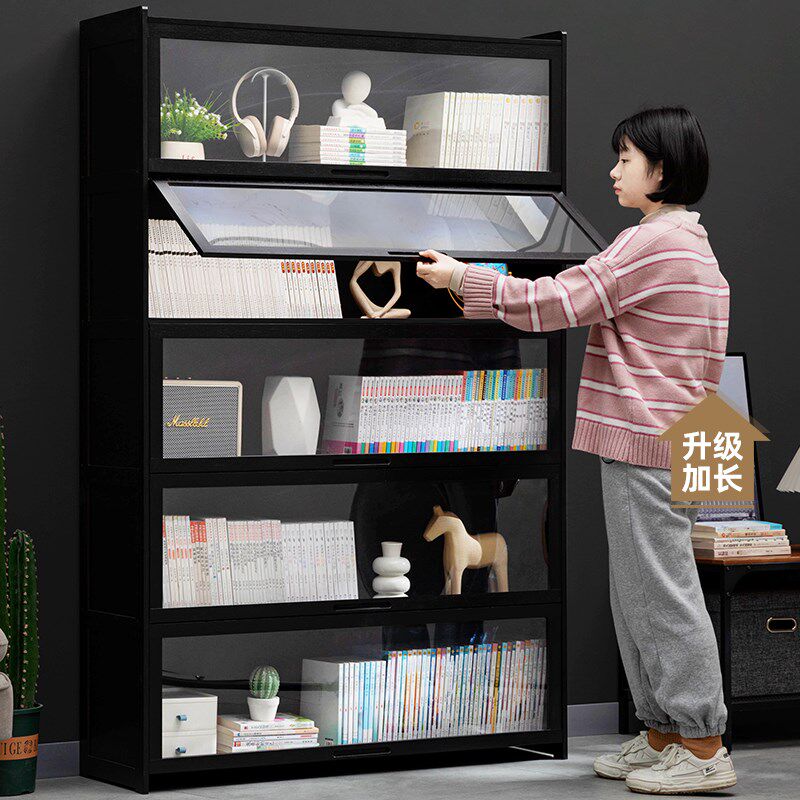 书架落地置物架书柜子家用儿童客厅实木简易展示柜卧室靠墙杂物柜