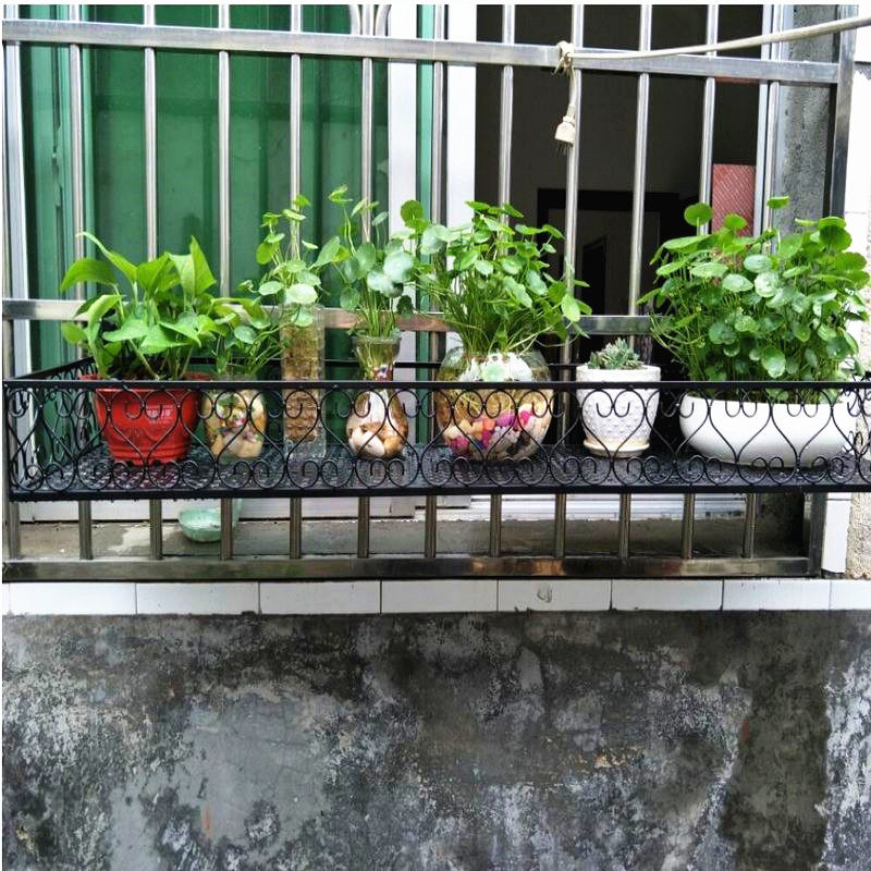 欧式包邮防盗窗悬挂花架阳台挂式防护网护栏铁艺多肉绿萝花盆架