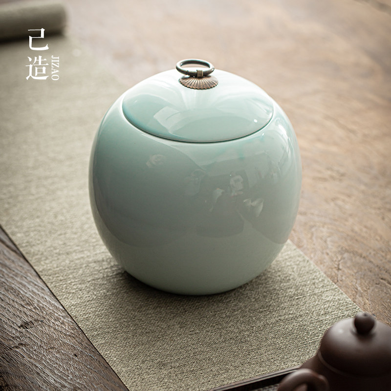 茶叶罐陶瓷密封罐大号家用防潮醒茶罐普洱绿茶通用圆形存储罐礼盒