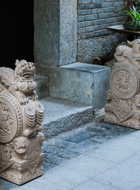 家用别墅庭院装饰摆件招财镇宅貔貅麒麟仿石门墩抱鼓石门口工艺品