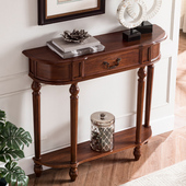 美式 轻奢靠墙玄关柜走廊过道玄关台端景柜超窄 实木超薄玄关桌欧式