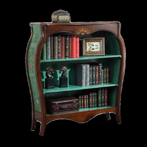 美式实木书柜彩绘分层书架客厅储物柜家用文件柜做旧玄关装饰柜子