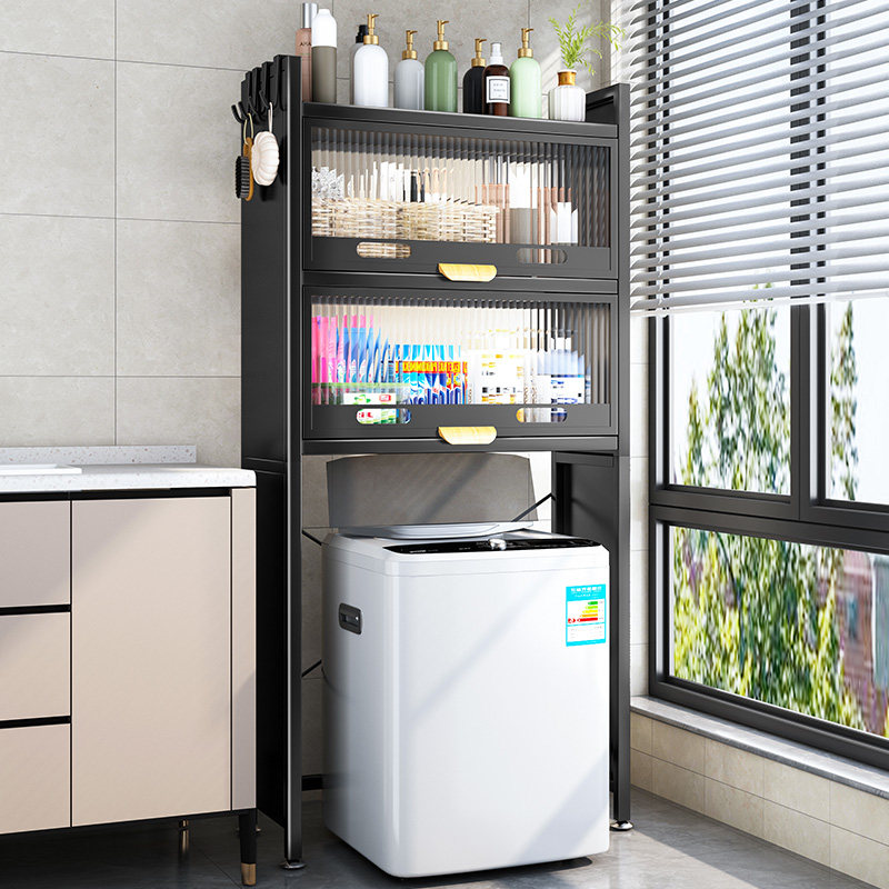 波轮洗衣机上方置物架收纳柜化妆室阳台全自动滚筒翻盖上方收纳柜