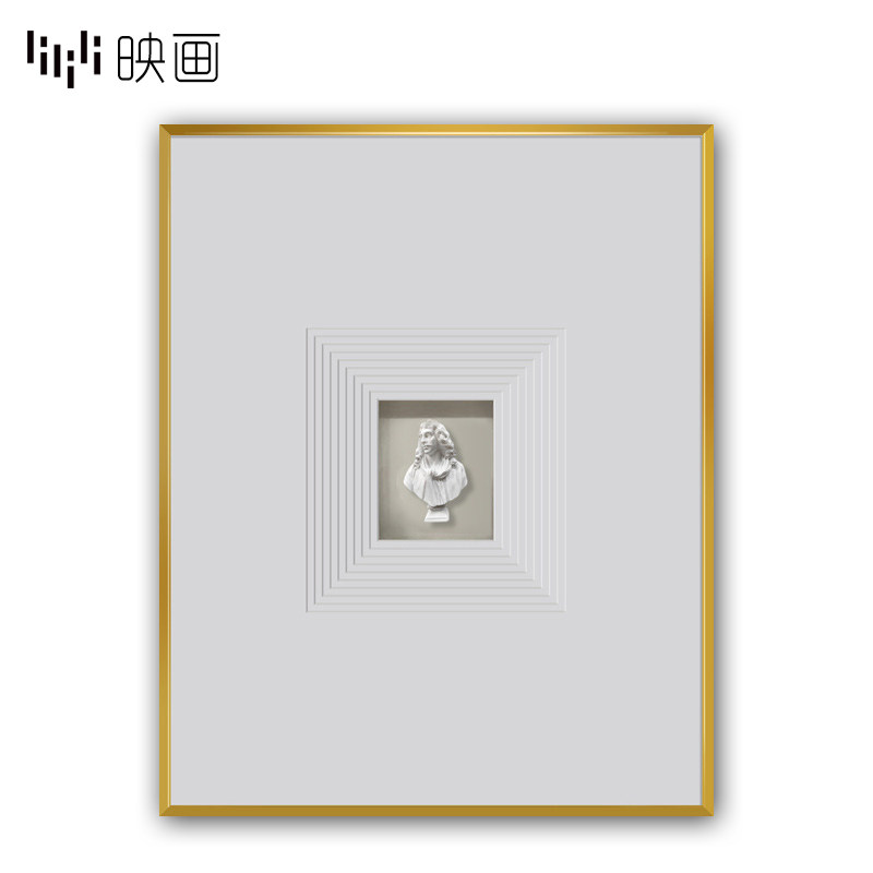 北欧风格轻奢立体雕像实物装饰画玄关挂画铝合金属框画卡纸拼贴画