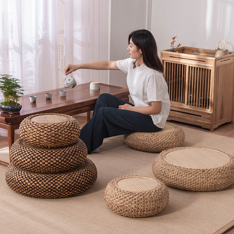茶道草藤编蒲团榻榻米打坐垫地上加厚中日式加厚家用卧室禅修坐墩