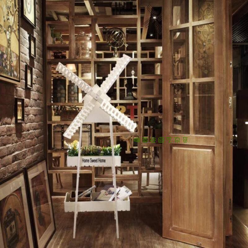 风车实木花架橱窗展示多肉杂货幼儿园自然角装饰花店招牌客厅摆设