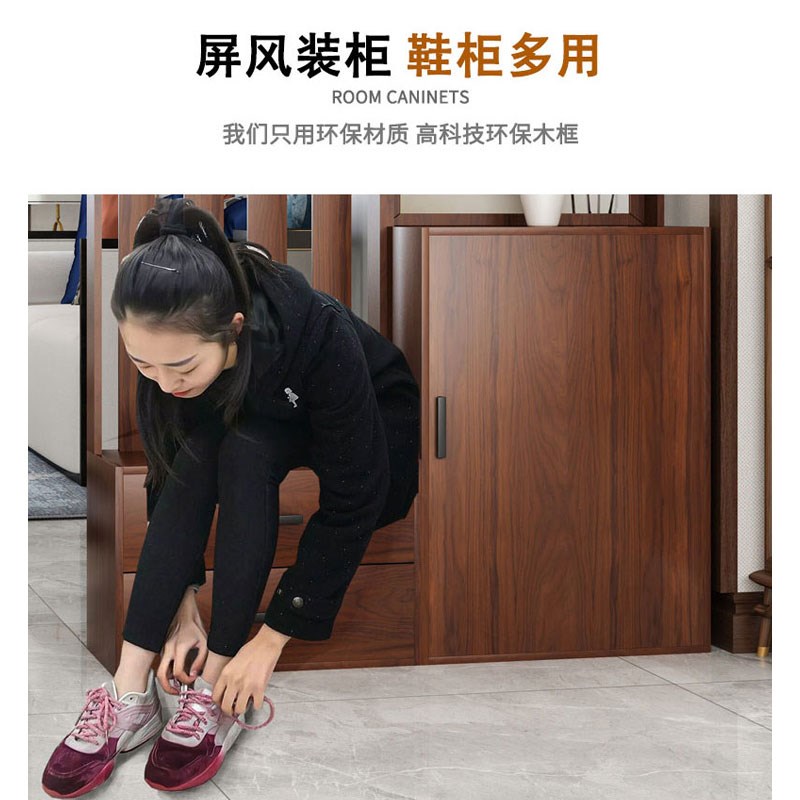 鞋柜带挂衣架一体落地客厅家用进门屏风隔断柜玄关卧室收纳置物架