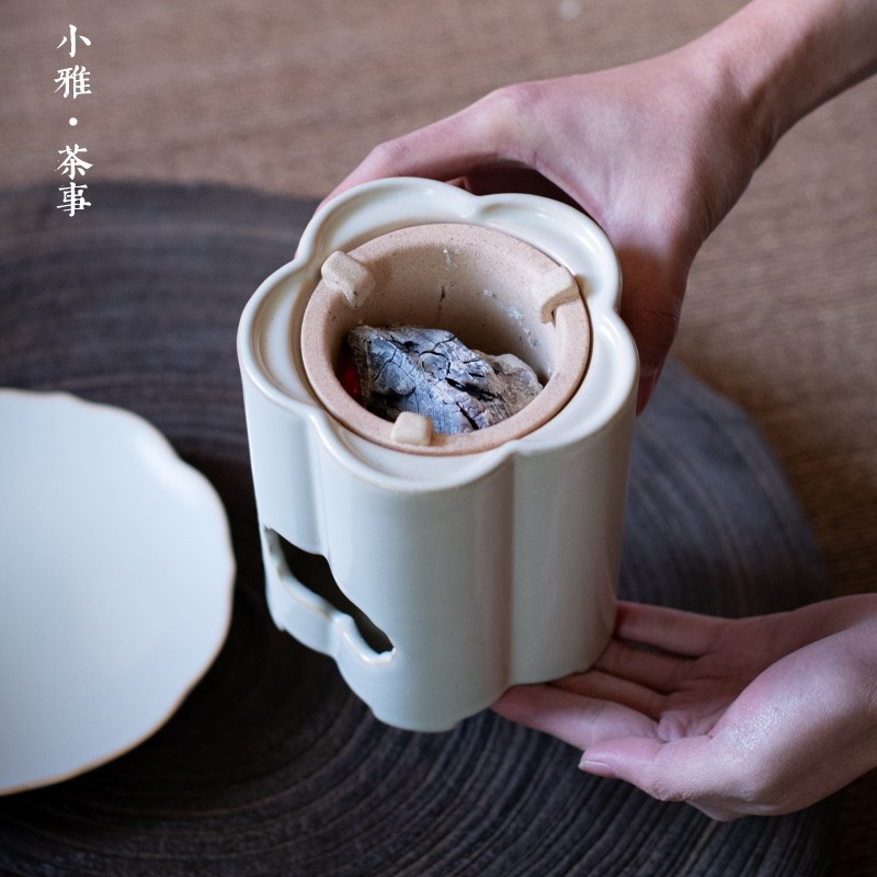 小雅炭火木围炉炭煮茶苏打釉侧把壶陶壶家用室内全套炉碳炉煮茶壶