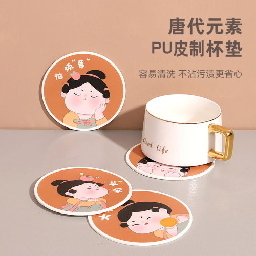 古风唐仕女杯垫餐垫餐桌隔热垫子桌垫防烫创意国风国潮茶杯垫装饰